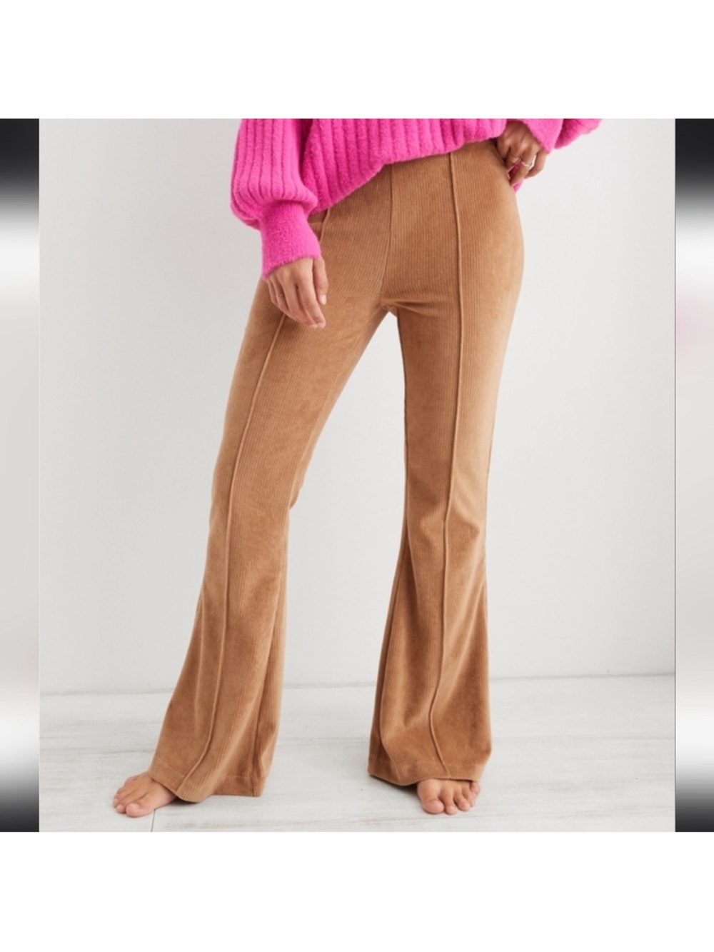 Aerie Ribbed Velour Flare Pants